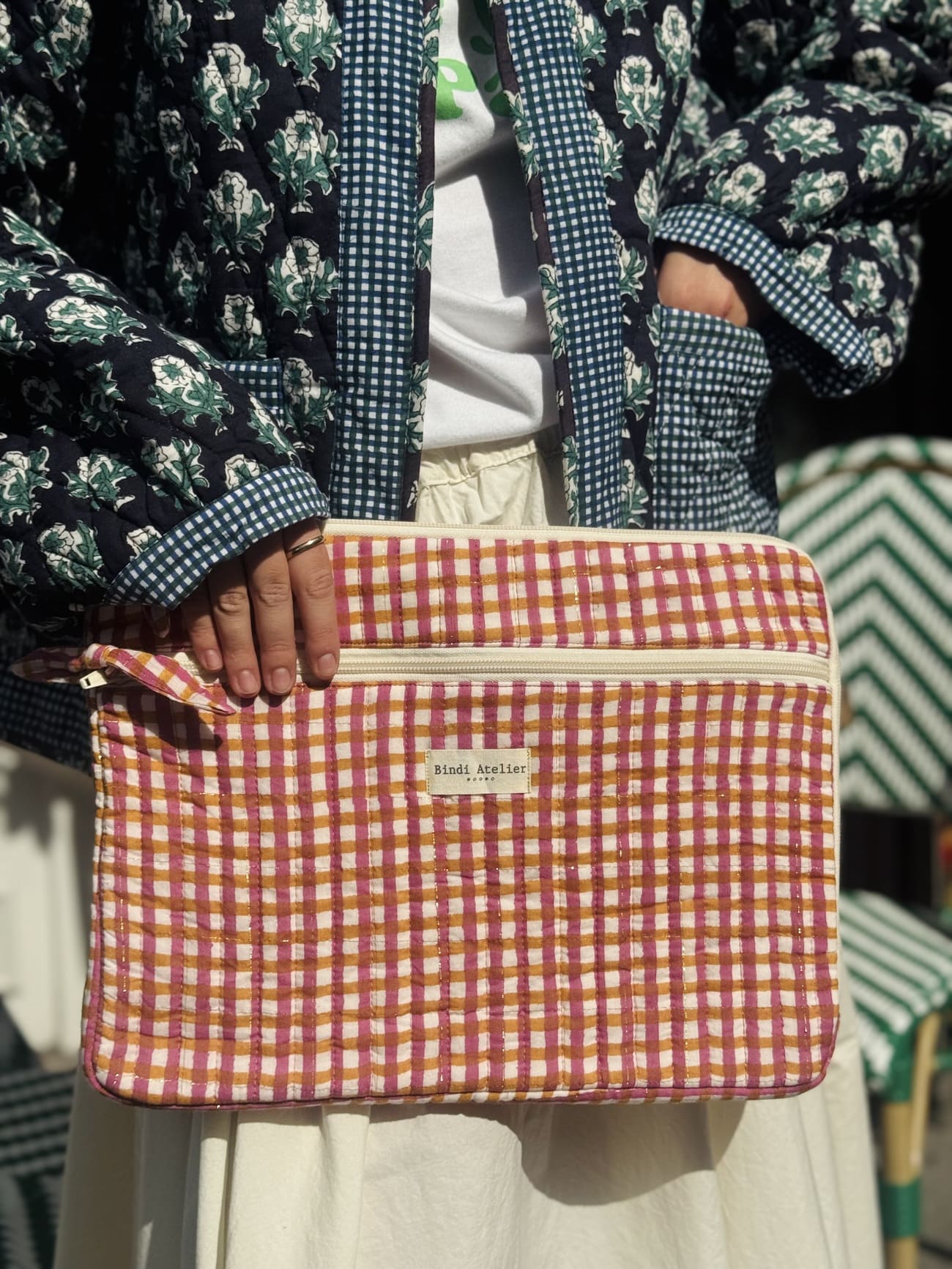 POCHETTE ORDINATEUR - BINDI ATELIER - VICHY - AMANDINE