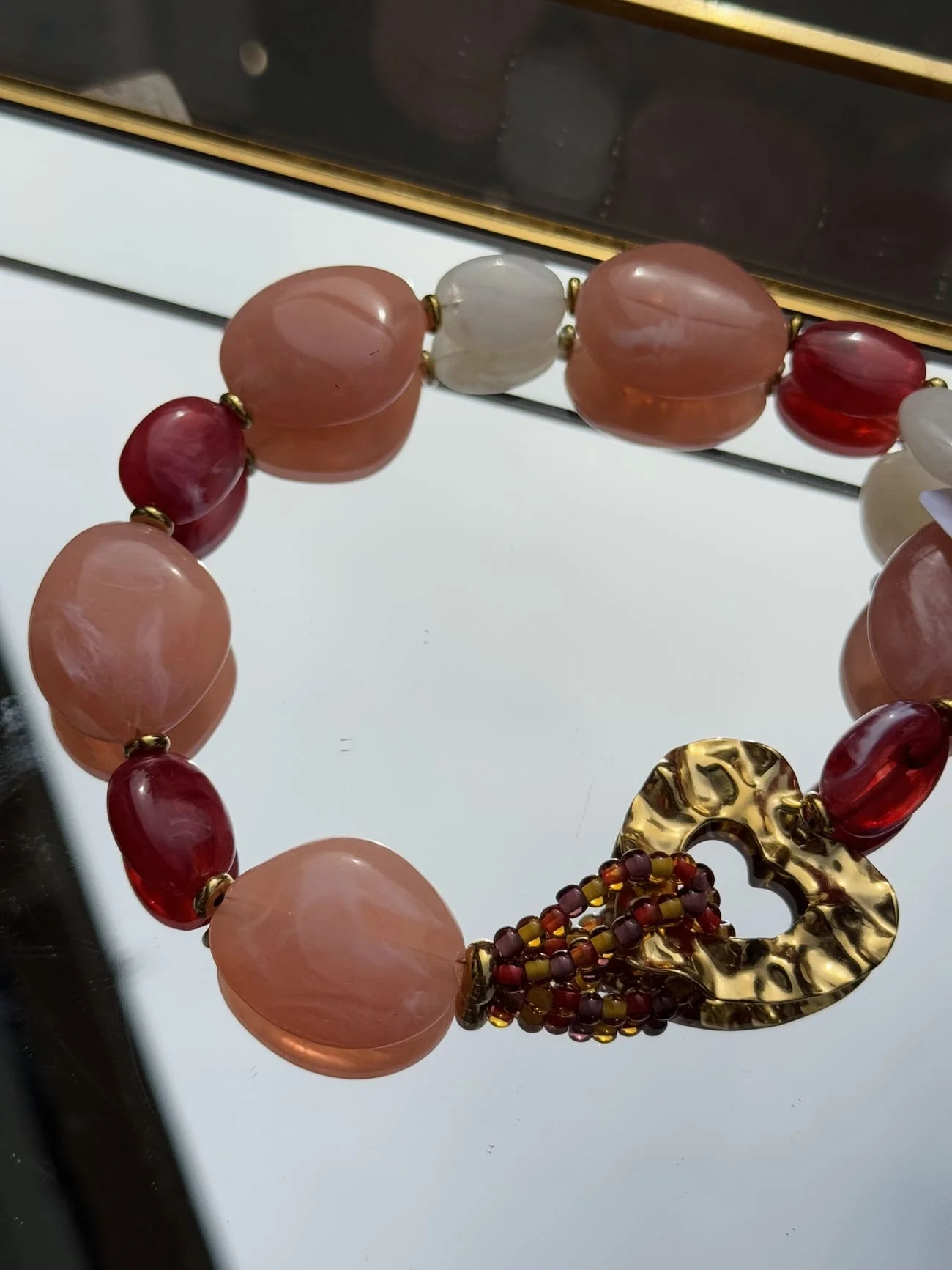 COLLIER GROSSES PIERRES ROSE FUCHSIA