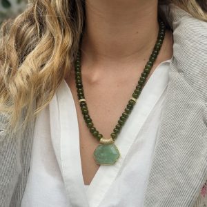 COLLIER PIERRE VERT BLEU