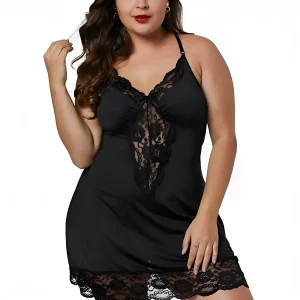 Nuisette avec insert en dentelle en grandes tailles