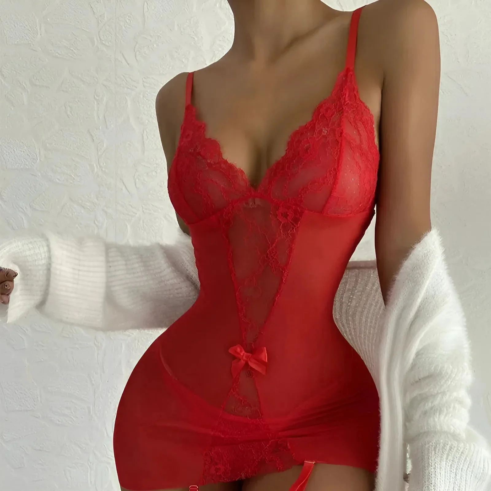 Nuisette ajustée avec jarretelles