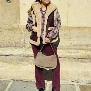 PANTALON AJUSTE EN VELOURS - BORDEAUX - MIKE