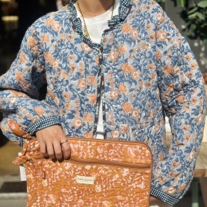 HOUSSE ORDINATEUR FLEURS ORANGE