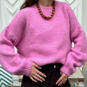 PULL AVEC MOHAIR - ROSE BONBON - POLUX