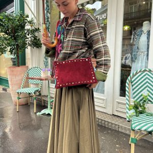 SAC POCHETTE EN DAIM BORDEAUX - LYNDON