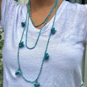 SAUTOIR EN PERLES BLEU - TALIA