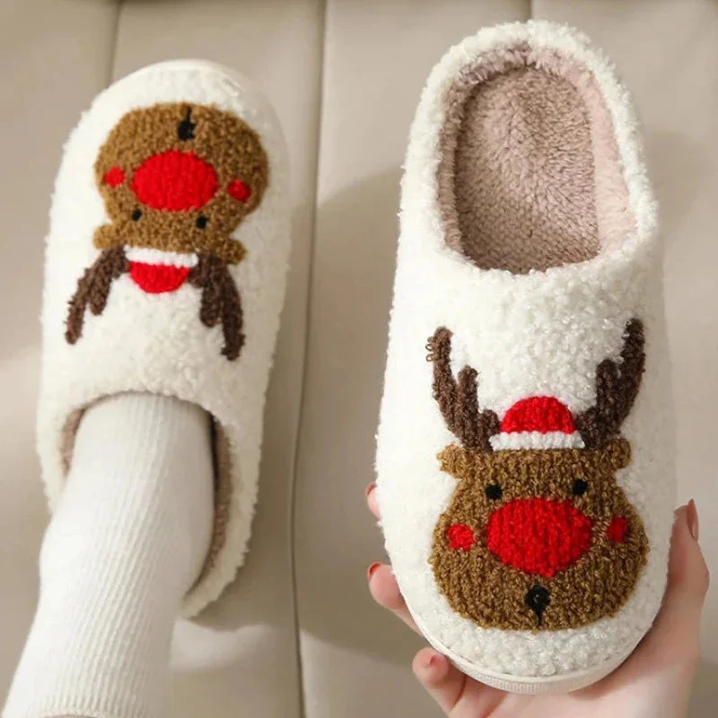 Chaussons moelleux de Noël avec motif de renne – Image 3