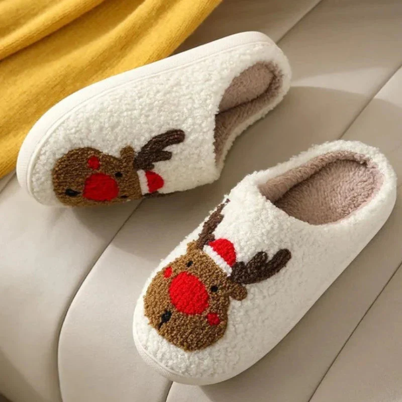Chaussons moelleux de Noël avec motif de renne – Image 4