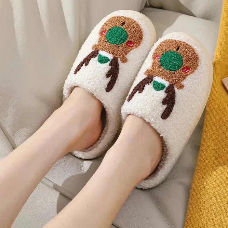 Chaussons moelleux de Noël avec motif de renne – Image 6