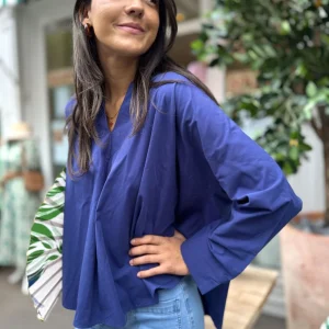 TUNIQUE EN POPELINE DE COTON - BLEU PROFOND - RAJA