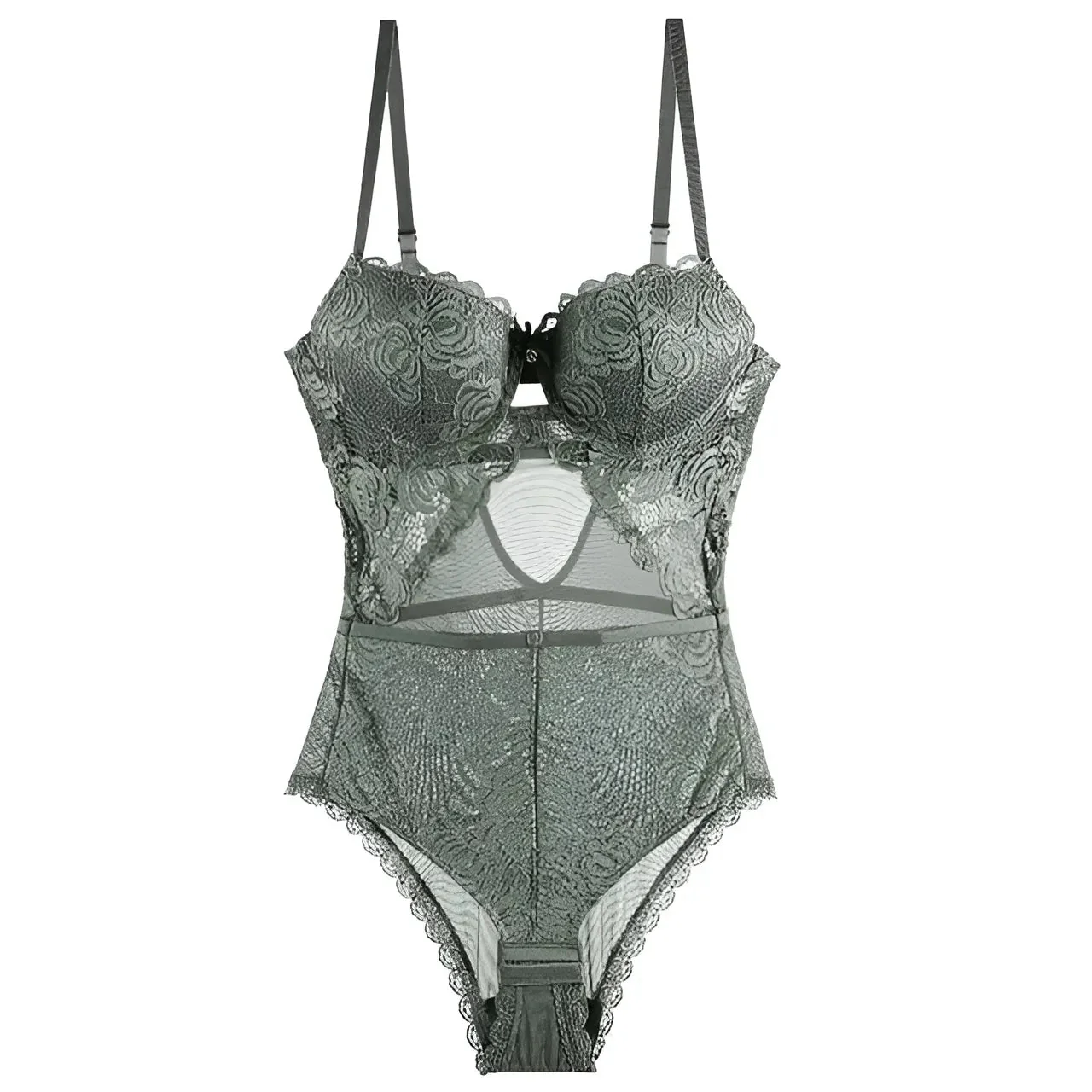 Body avec des inserts en mesh et des bordures en dentelle – Image 2