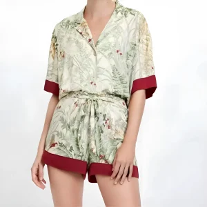 Pyjamas à imprimé feuilles pour femmes
