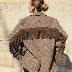 BLAZER  FEMME OVERSIZE - CHEVRON ET FRANGES - MARLENE -EXCLU WEB