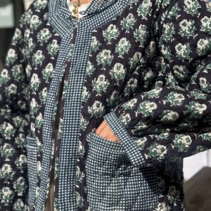 VESTE MATLASSEE COTON - NOIR ET VERT - JAYA