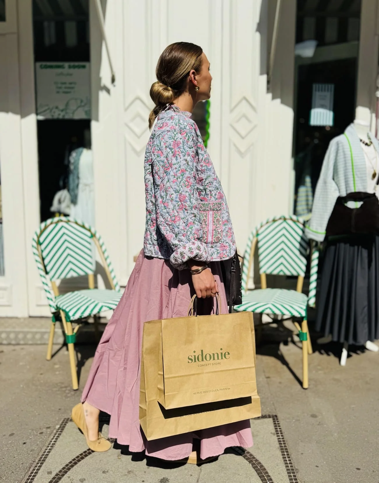 VESTE MATLASSEE ROSE ET VERTE - JAYA