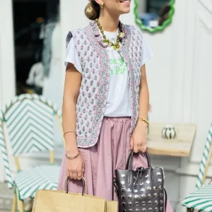 VESTE MATELASSEE SANS MANCHE - ROSE ET VERTE - JAYA