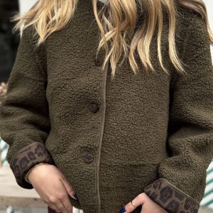 VESTE SHERPA REVERSIBLE - LEOPARD KAKI - ANNA