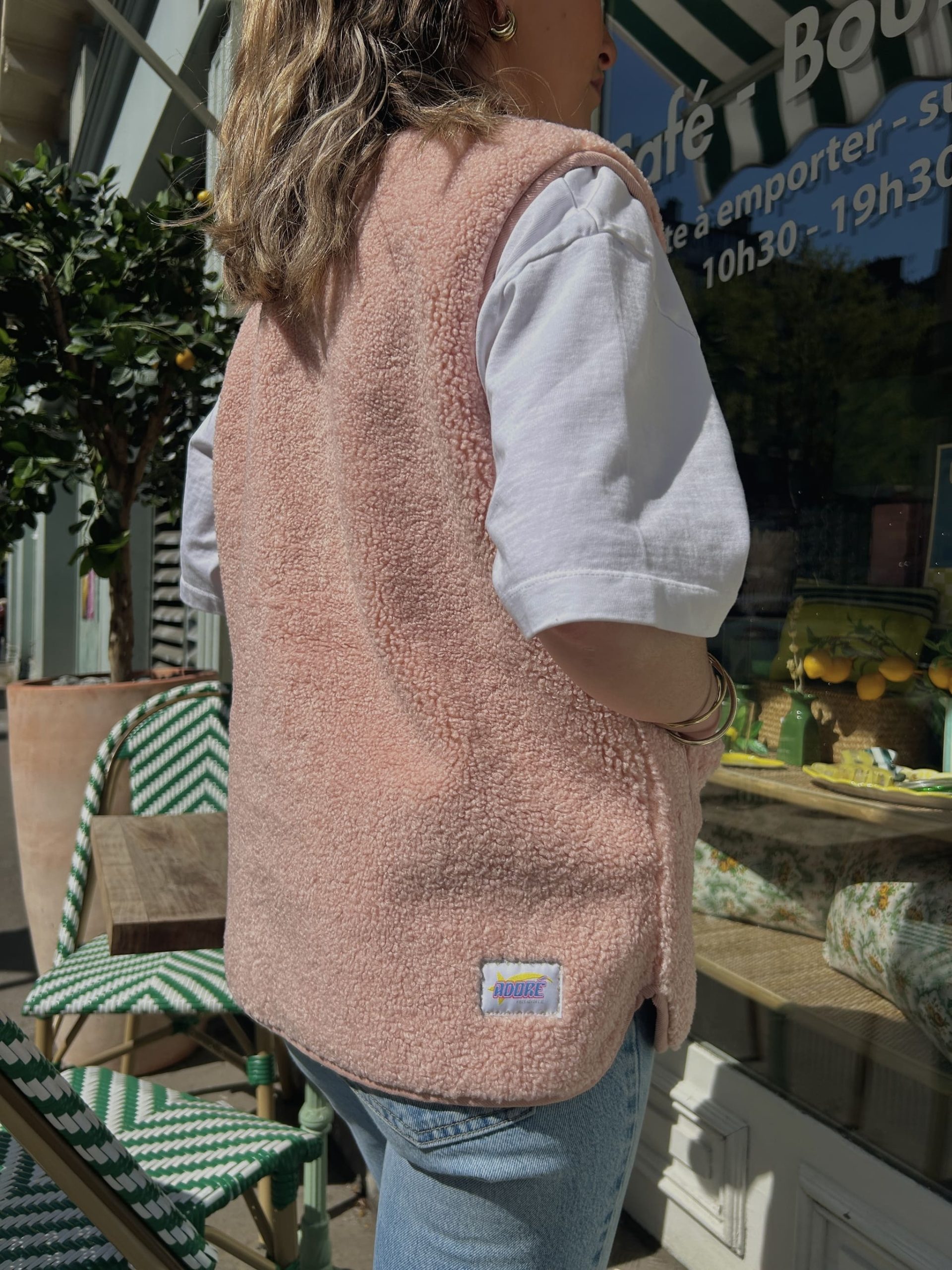 VESTE SANS MANCHE MOUTON - ROSE