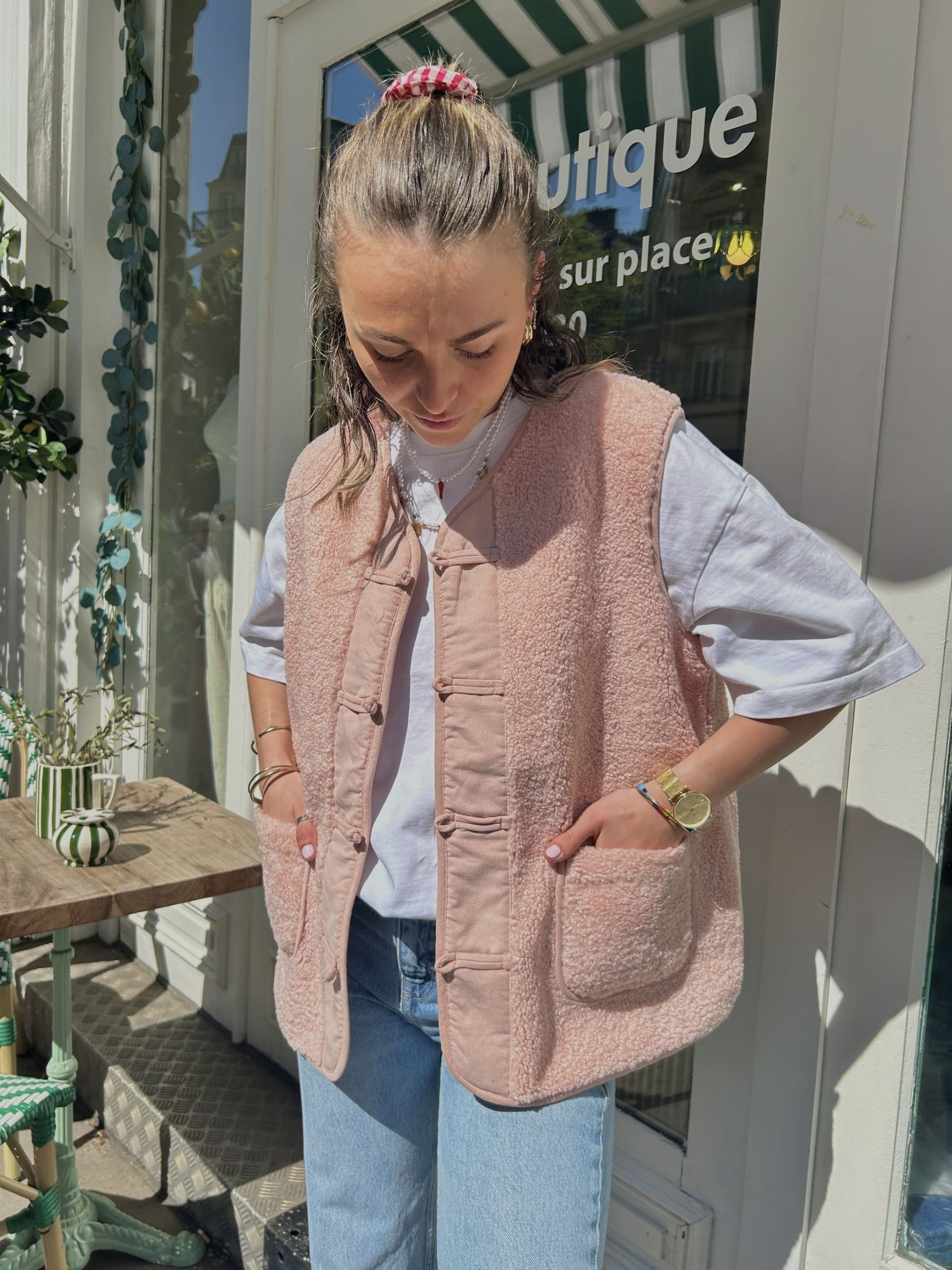 VESTE SANS MANCHE MOUTON - ROSE – Image 3